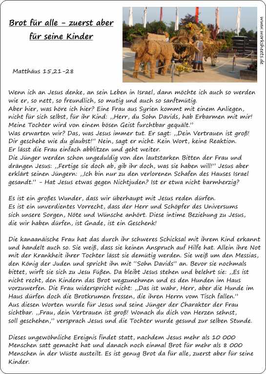 Brot f�r alle-zuerst f�r Kinder